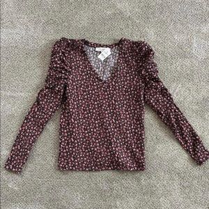 Loft floral puff sleeve top